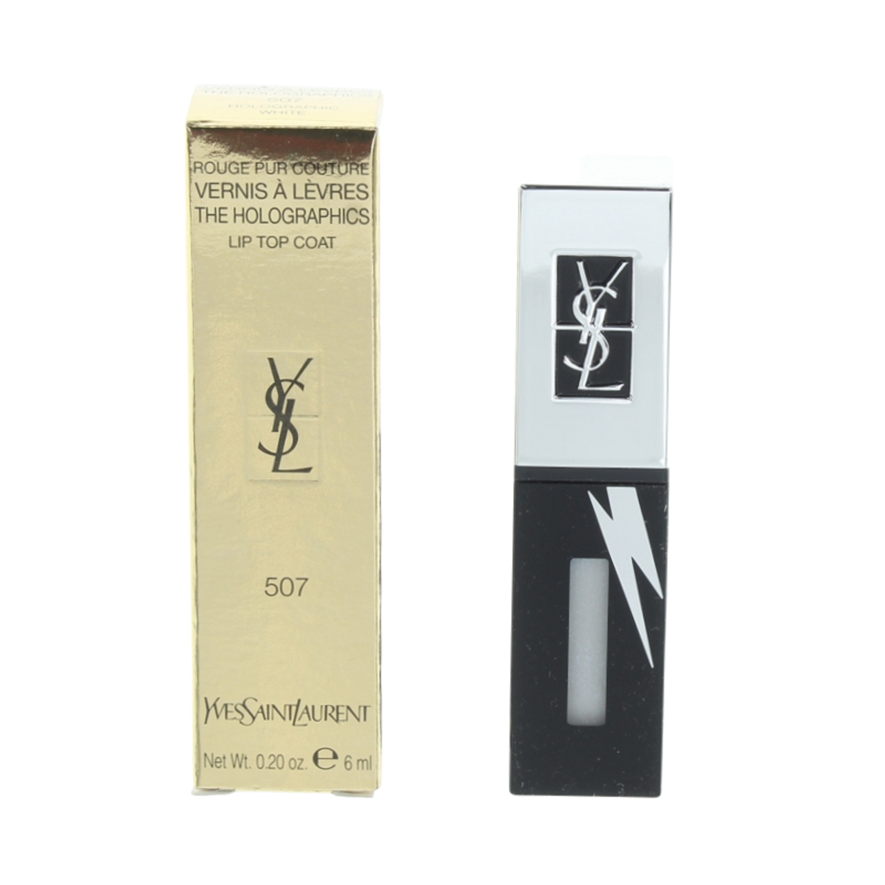 Yves Saint Laurent Rouge Pur Couture Vernis A Levres The Holographics Lip Top Coat No-507 Holographic White 6 Ml
