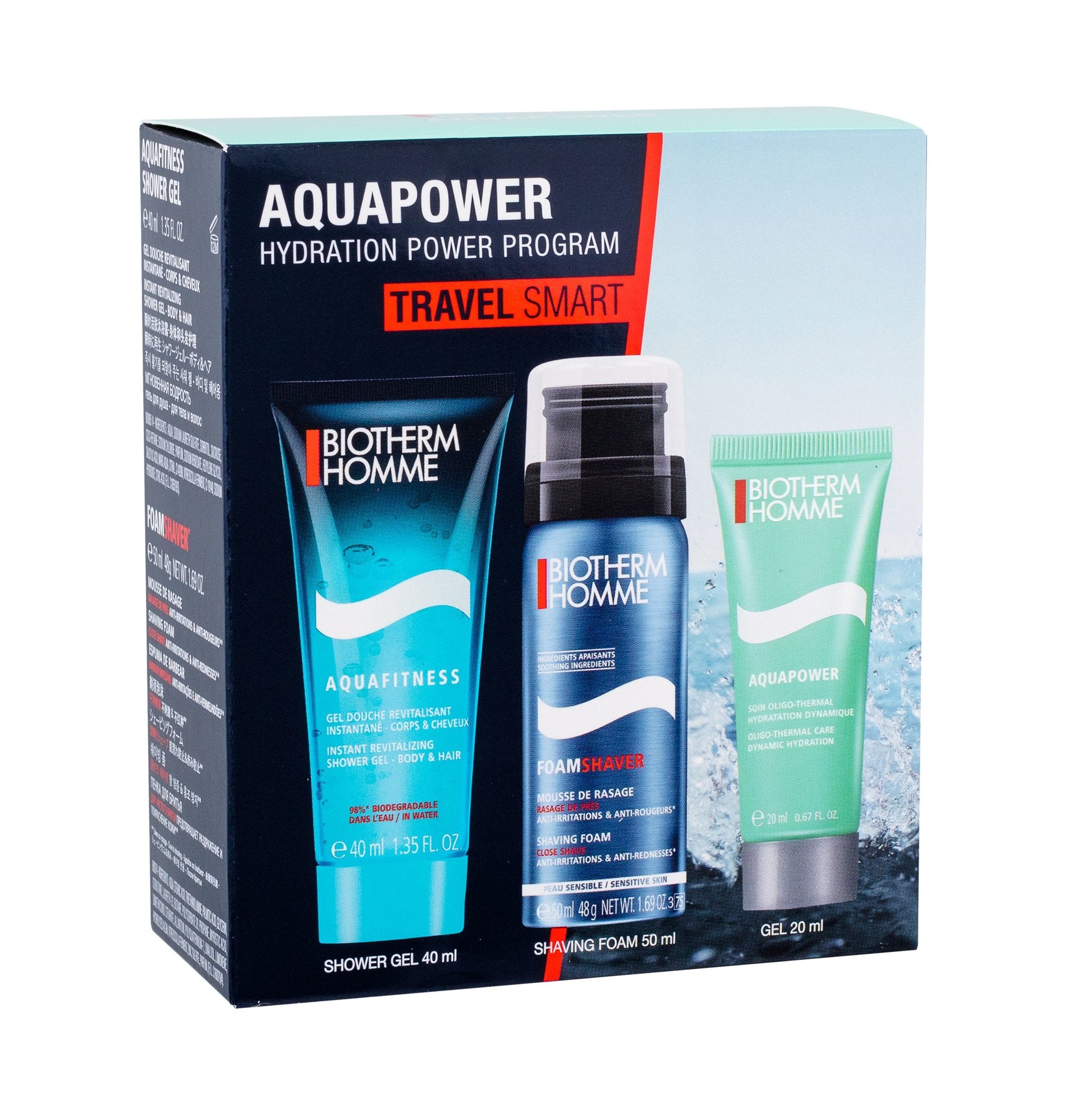Homme Aquapower Day Tripper: Hower Gel 40 Ml, Shaving Foam 50 Ml, Aquapower Moisturizer 20 Ml *D1